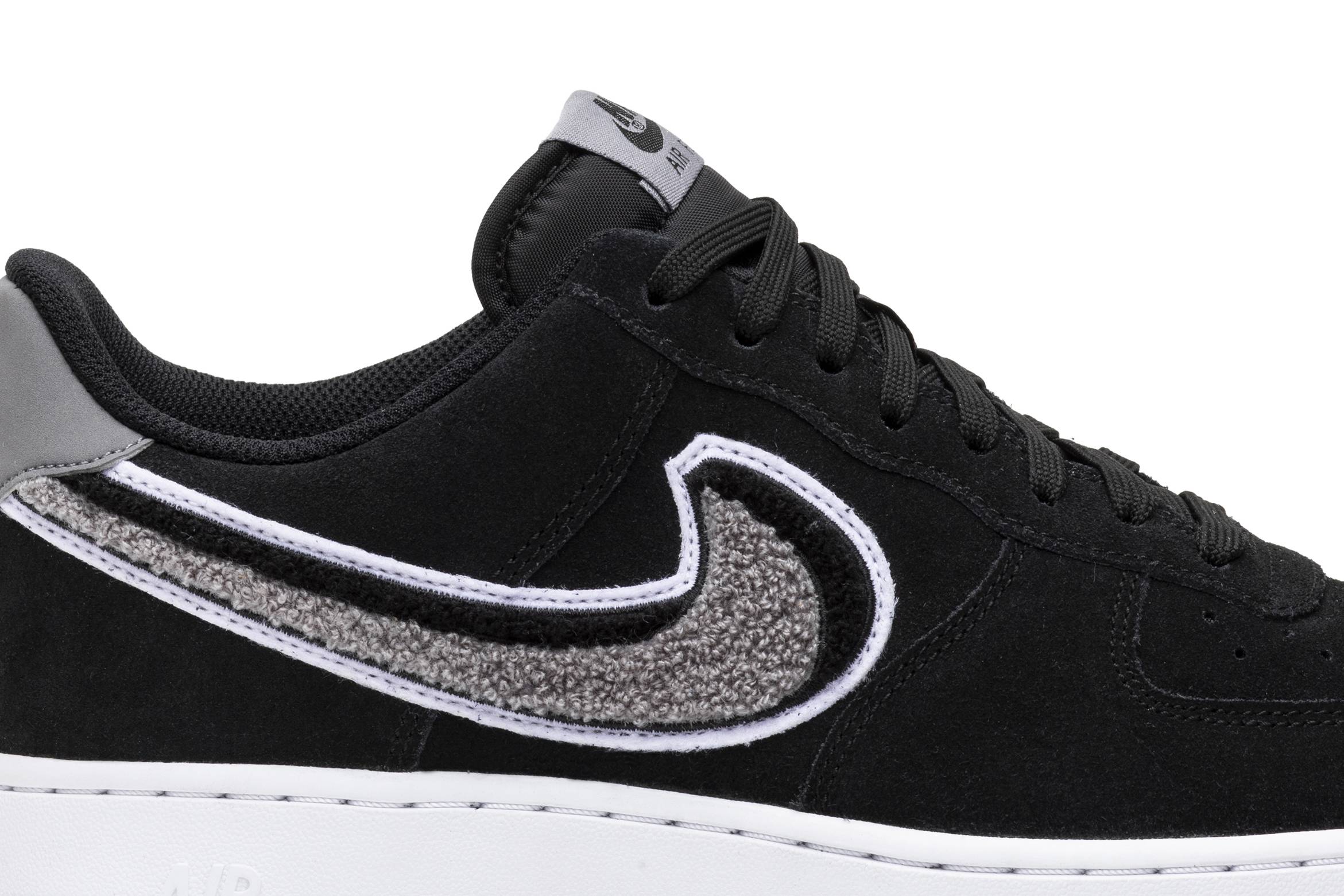 Nike air force 1 chenille swoosh black shop