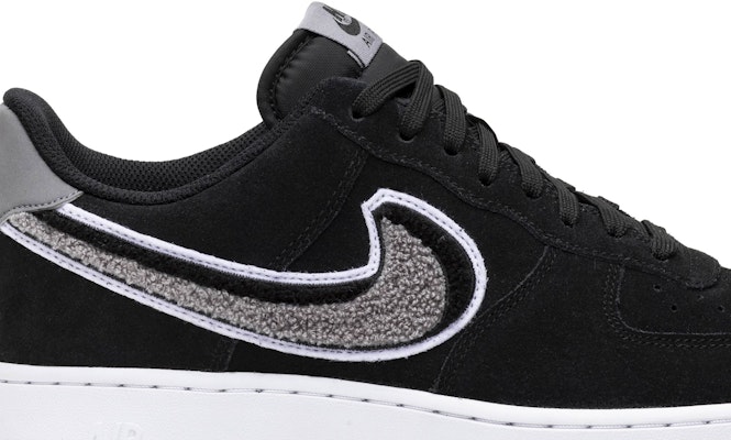 Nike Air Force 1 Low 3D Chenille Swoosh Black Cool Grey 823511 014