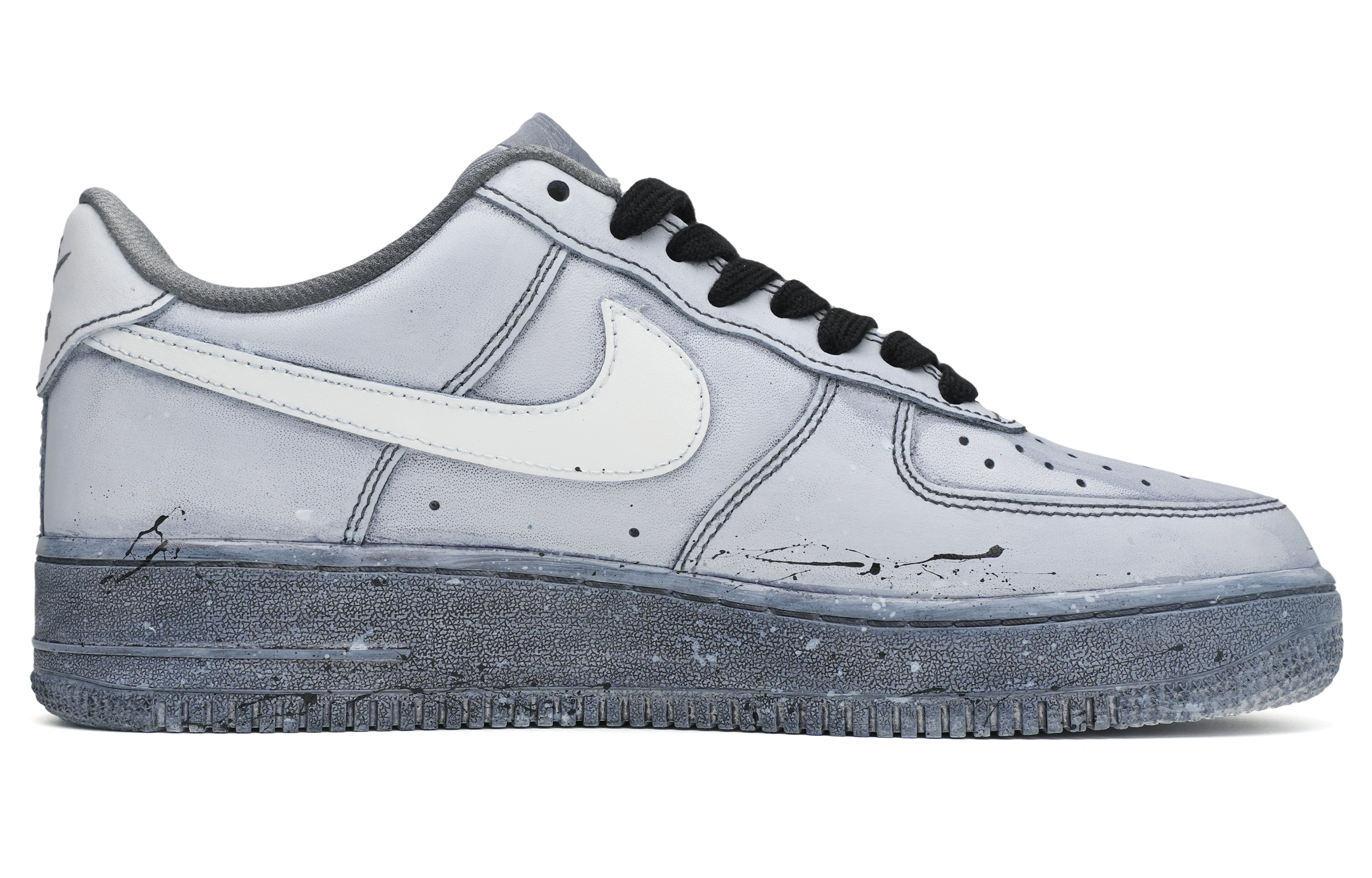 Order 【訂製球鞋】Nike Air Force 1 Low 07 平行宇宙 蜘蛛俠塗鴉 浸染做舊 解構綁帶 低幫 板鞋 男款 灰黑