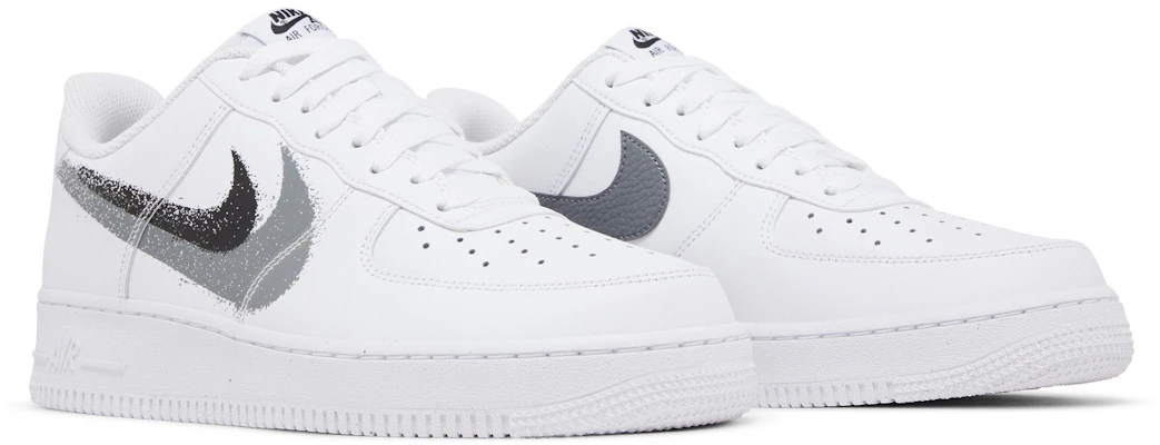 Nike Air Force 1 Low '07 噴漆 Swoosh 白色 黑色 灰色 FD0660-100 1