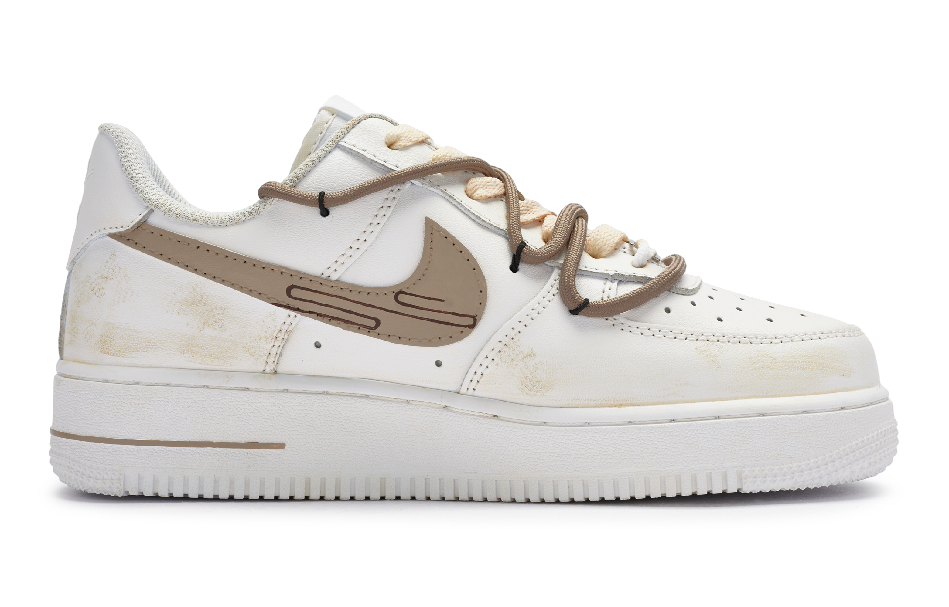 Nike Air Force 1 Low 'Deconstructed Vintage Streetwear - Beige Brown White' 圖 2