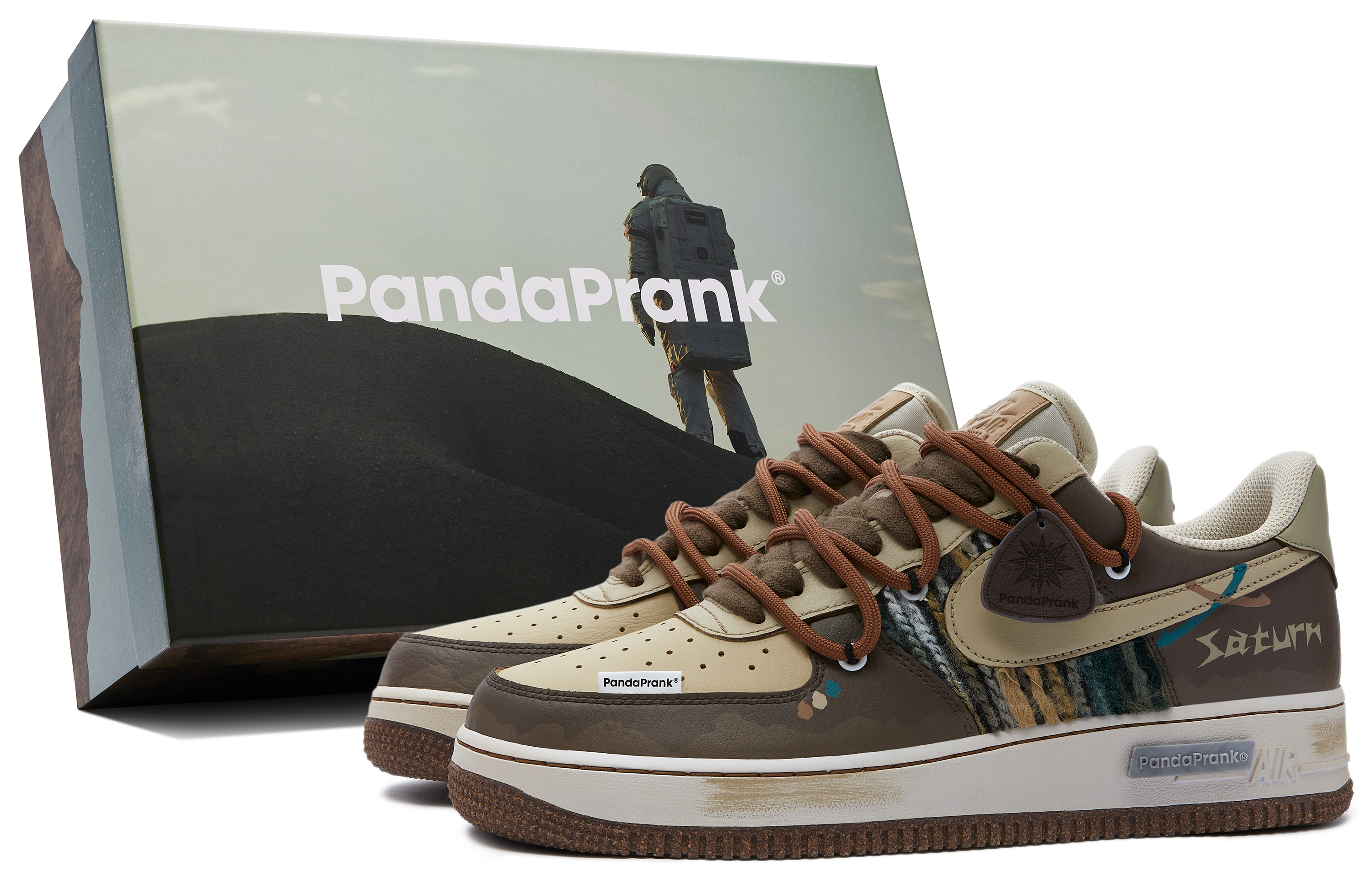 Buy 【訂製球鞋】 Nike Air Force 1 Low 熊貓惡作劇 宇宙探索 土星 潮流復古 解構 防滑 低筒 板鞋 男款 摩卡