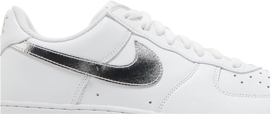 Air force ones silver swoosh sales