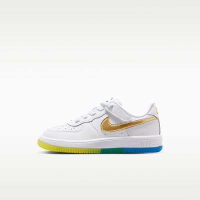 (Preschool) Nike Air Force 1 Low Easy On White/Soar/Sonic Yellow/Metallic Gold IR6942-100