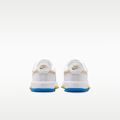 Details for (PS) Nike Air Force 1低筒 易穿 白/藍/黃/金 IR6942-100