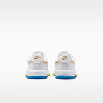 (PS) Nike Air Force 1低筒 易穿 白/藍/黃/金 IR6942-100 Details for (PS) Nike Air Force 1低筒 易穿 白/藍/黃/金 IR6942-100