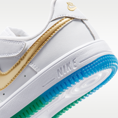 Cheap (PS) Nike Air Force 1低筒 易穿 白/藍/黃/金 IR6942-100