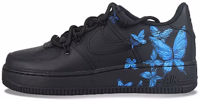 【訂製球鞋】Nike Air Force 1 Low LE 復古休閒 發光的海 蝴蝶 低幫 板鞋 GS 黑藍 Buy 【訂製球鞋】Nike Air Force 1 Low LE 復古休閒 發光的海 蝴蝶 低幫 板鞋 GS 黑藍