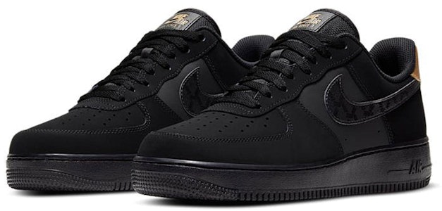 Nike Air Force 1 Low Nubuck Hitam Emas Metalik (2021) DH2473-001 Lookbook Nike Air Force 1 Low Nubuck Hitam Emas Metalik (2021) DH2473-001