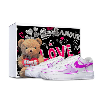 Nike Air Force 1 Low with Special Box and Bear Keychain 'Violet Anime Lines'
