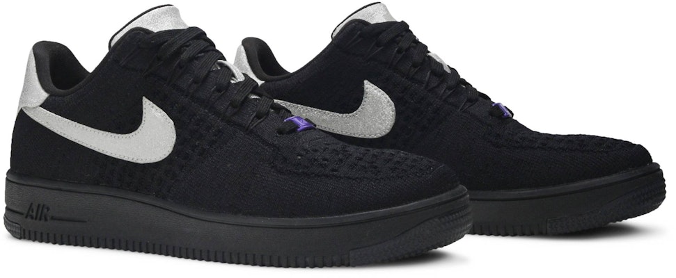 Nike Air Force 1 Ultra Flyknit Black Metallic Silver 908670 001