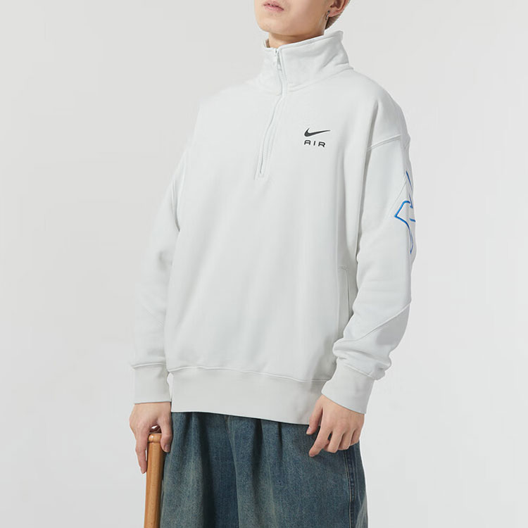 Details for Nike Air Logo 半拉鍊運動衫 白色 休閒訓練款 FN2156-121