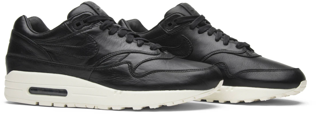 Nike air max 1 black leather sales