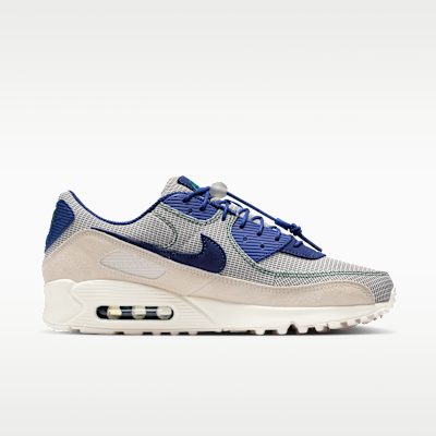 Shop Nike Air Max 90 Coconut Milk/Region Pine/Light All Wood Brown/Deep Royal Blue IR1950-100