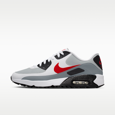 Nike Air Max 90 G Golf Shoes White/Light Smoke Grey/Fire Red HV9305-105
