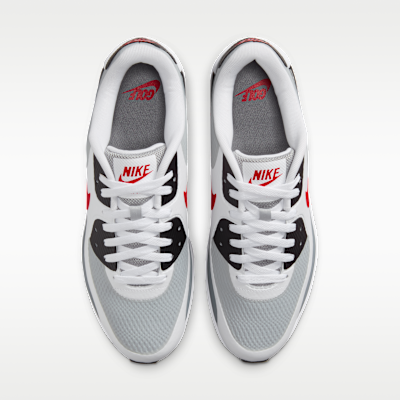 Shop Nike Air Max 90 G Golf Putih/Abu-Abu/Api Merah. HV9305-105