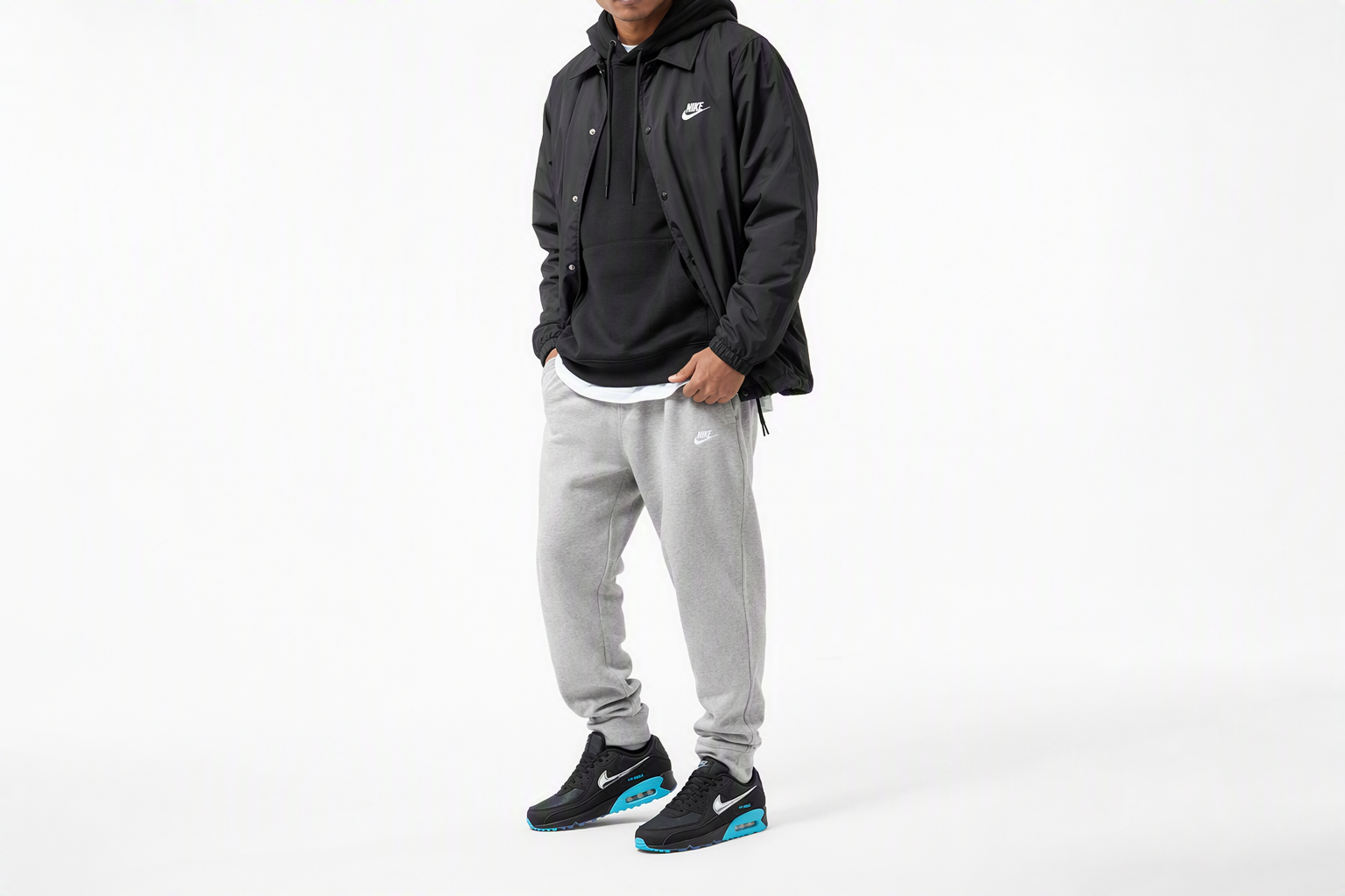 Order Nike Air Max 90 Premium Noir/Bleu Gamma/Glace/Chrome IQ9438-001