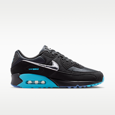 Shop Nike Air Max 90 Premium Noir/Bleu Gamma/Glace/Chrome IQ9438-001