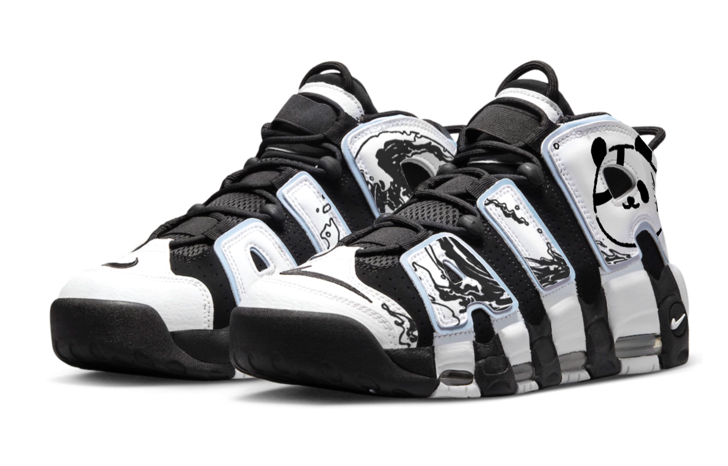 Nike Air More Uptempo Custom 'Pirate Panda' 圖 3