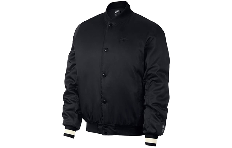 Nike Air Solid Logo Woven Baseball Jacket Black Outerwear AR1838-010