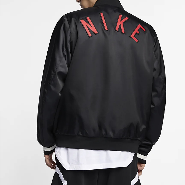 Shop Nike Air Solid Logo Woven Baseball Jacket Hitam Jaket Luar. AR1838-010