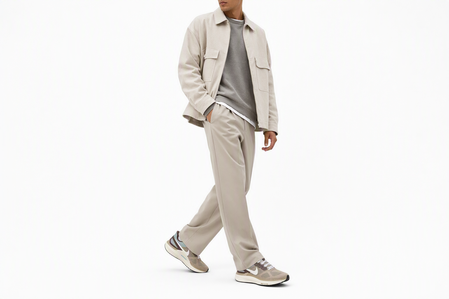 Order Nike Structure 25 減震耐磨 低筒 跑步鞋 男款 米棕白