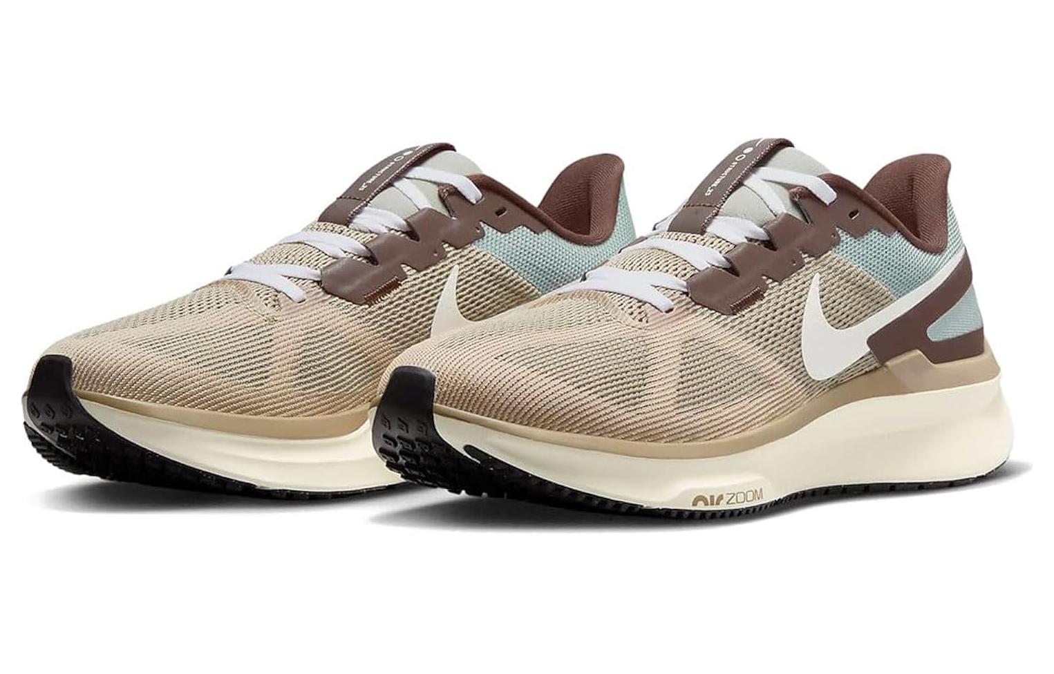 Shop Nike Structure 25 減震耐磨 低筒 跑步鞋 男款 米棕白