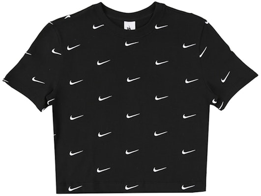 Nike All Over Swoosh Logo Cropped T-Shirt Black Buy Nike All Over Swoosh Logo Cropped T-Shirt Black