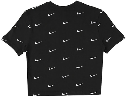 Nike All Over Swoosh Logo Cropped T-Shirt Black Order Nike All Over Swoosh Logo Cropped T-Shirt Black