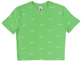 Nike All Over Swoosh Logo Cropped T-Shirt Green Nebula Nike All Over Swoosh Logo Cropped T-Shirt Green Nebula