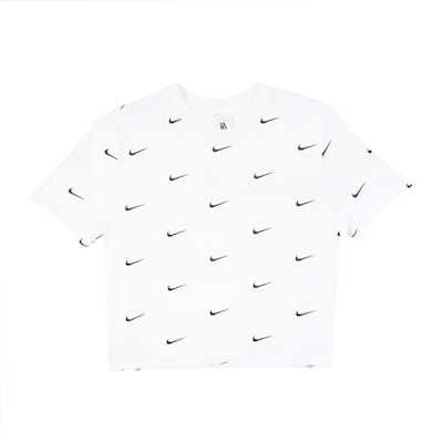 Nike All Over Swoosh Logo Cropped T-Shirt White Buy Nike All Over Swoosh Logo Cropped T-Shirt White
