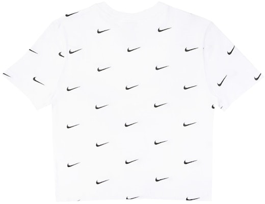 Nike All Over Swoosh Logo Cropped T-Shirt White Order Nike All Over Swoosh Logo Cropped T-Shirt White