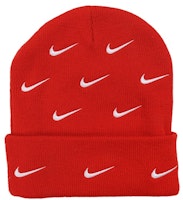 Nike All Over Swoosh Logo Cuffed Beanie Red Nike All Over Swoosh Logo Cuffed Beanie Red