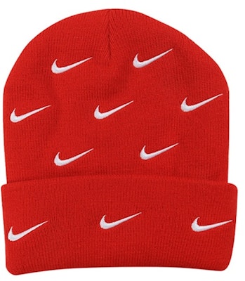 Nike All Over Swoosh Logo Cuffed Beanie Red Order Nike All Over Swoosh Logo Cuffed Beanie Red