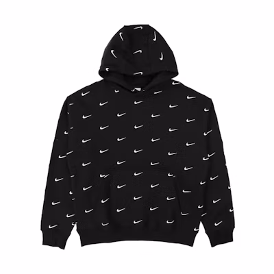 Nike All Over Swoosh Logo Hoodie Black