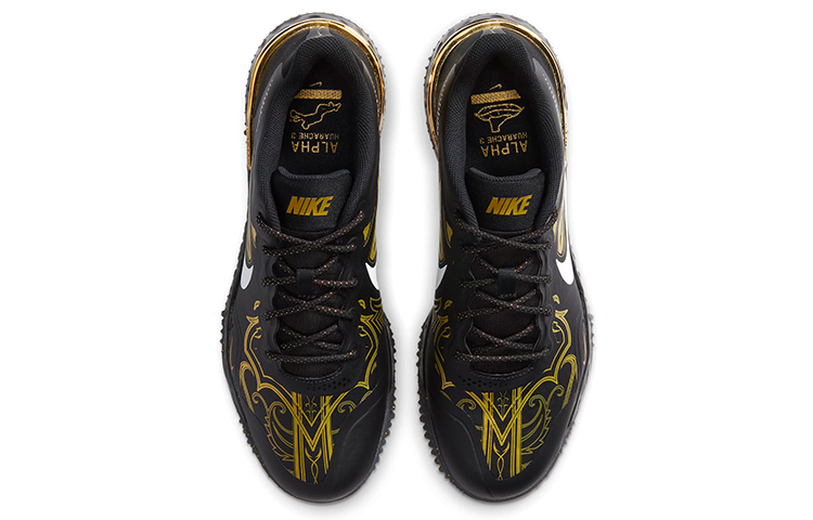 Nike Alpha Huarache Elite 3 Turf PRM 'Black Metallic Vivid Gold' 圖 4