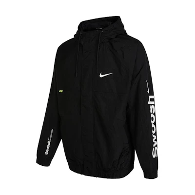 Nike Alphabet Logo Printed Woven Hooded Jacket Spring Black DX6311-010