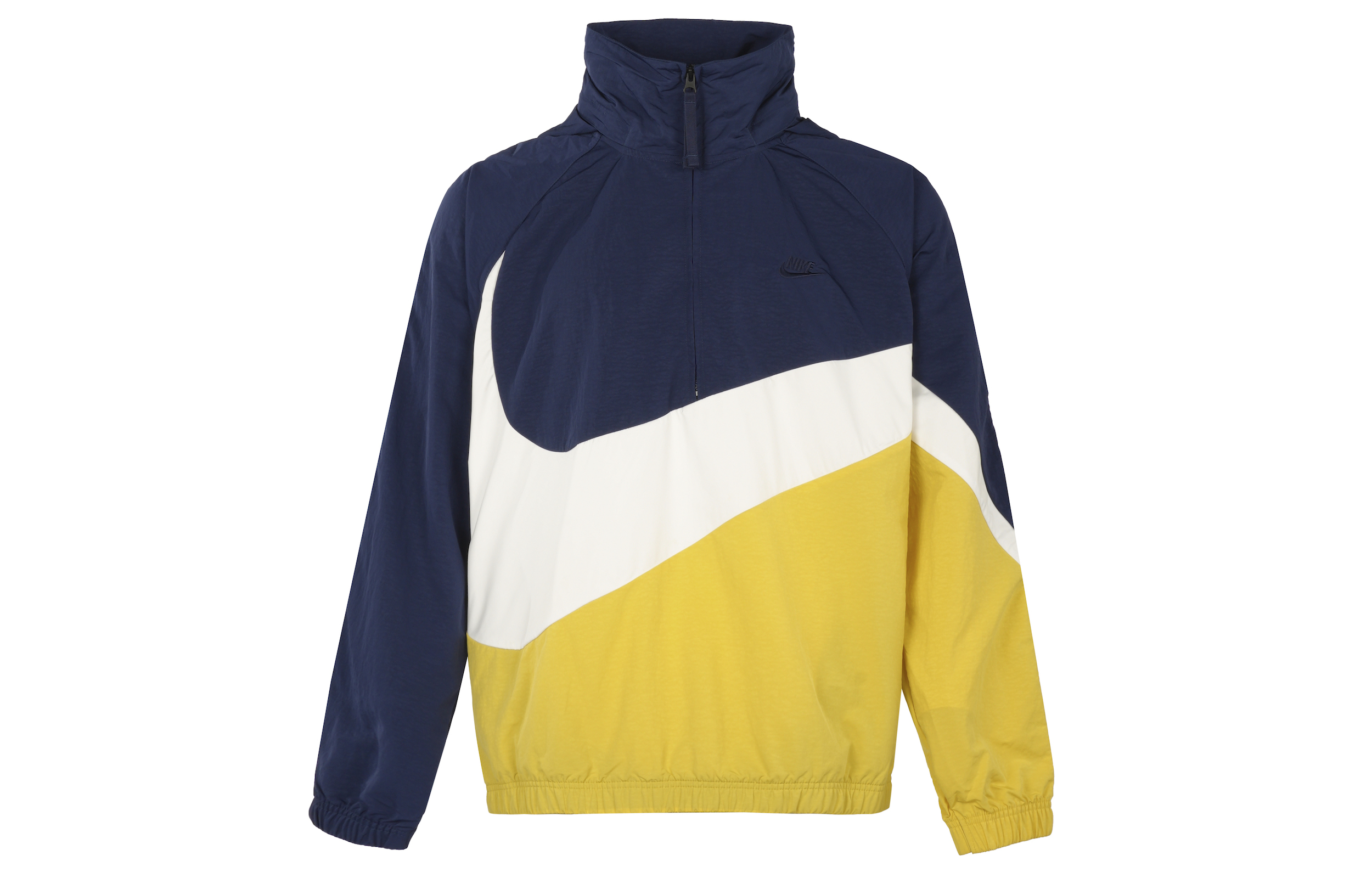 Nike Anorak Woven Jacket Yellow/Navy Retro Logo Colorblock Zip Blue AT4489-417
