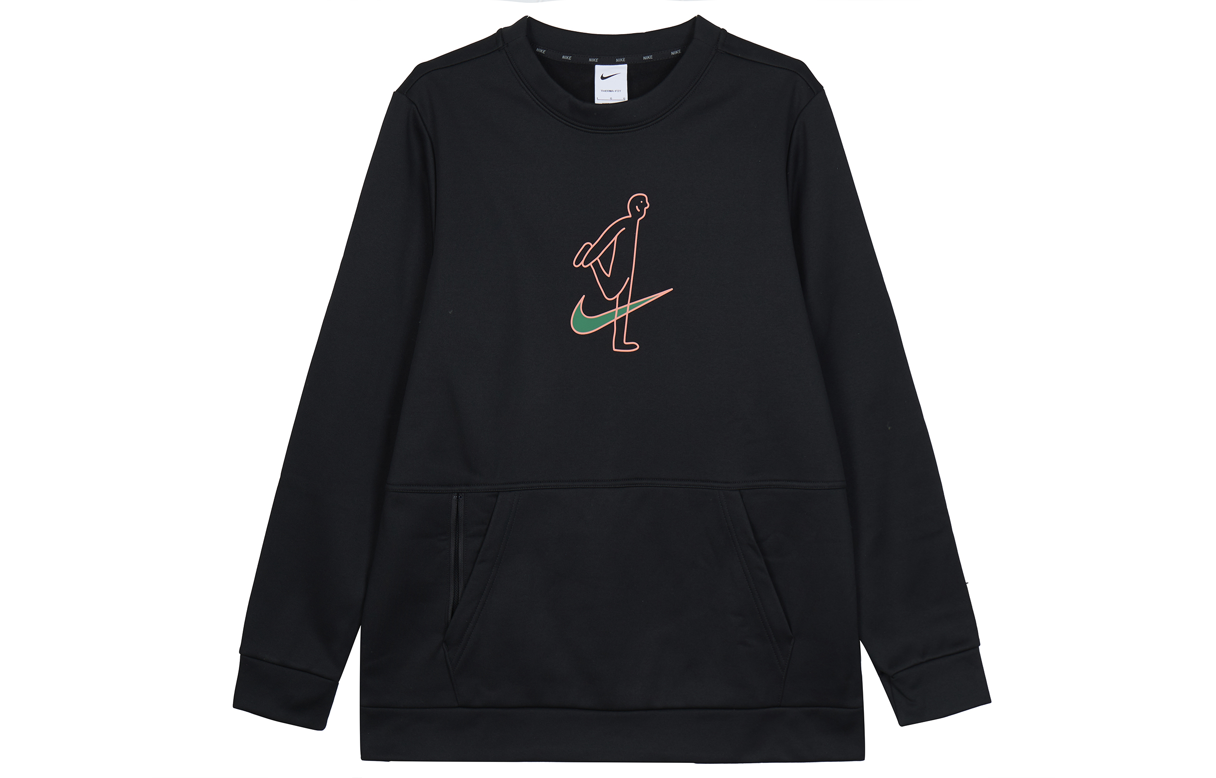 Nike AS M NK TF LS Crew Sweatshirt Black - Casual Printed Pullover for Men DM5999-010