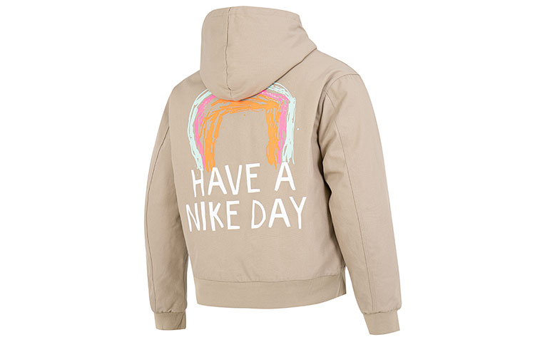 Lookbook Nike AS M NSW HBR-S Logo Printed Windbreaker Jacket Khaki Color DQ4184-247
