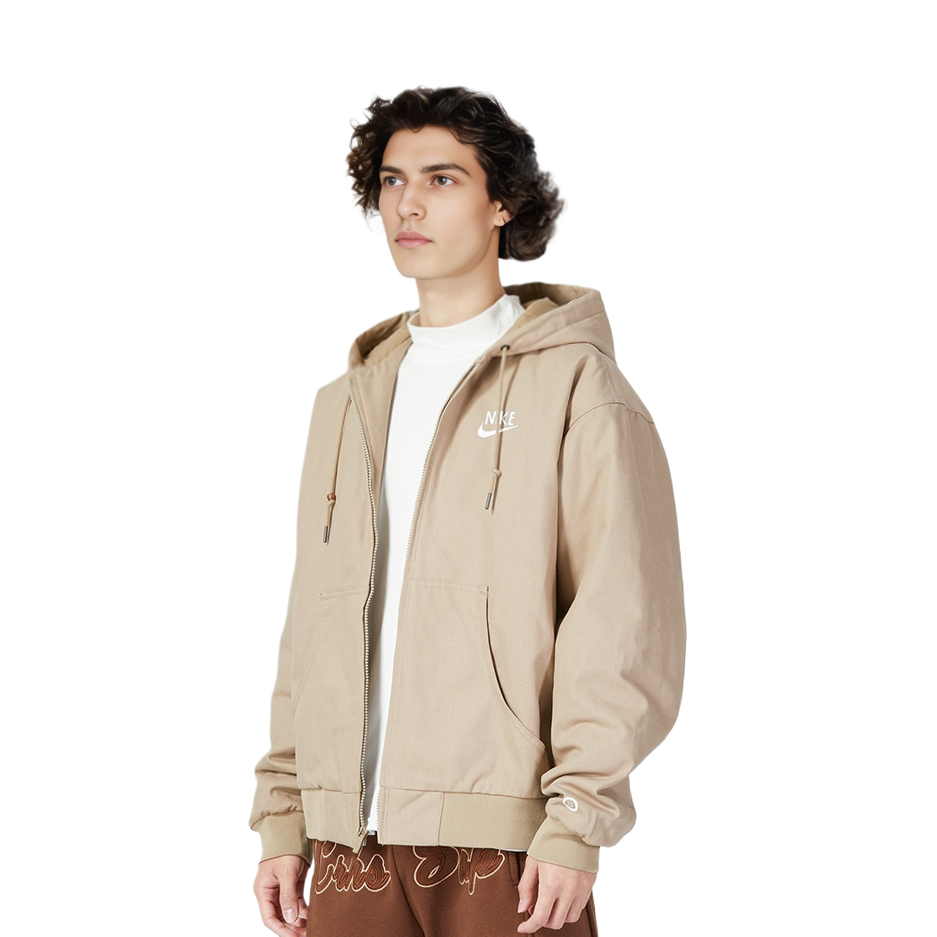 Shop Nike AS M NSW HBR-S Logo Printed Windbreaker Jacket Khaki Color DQ4184-247