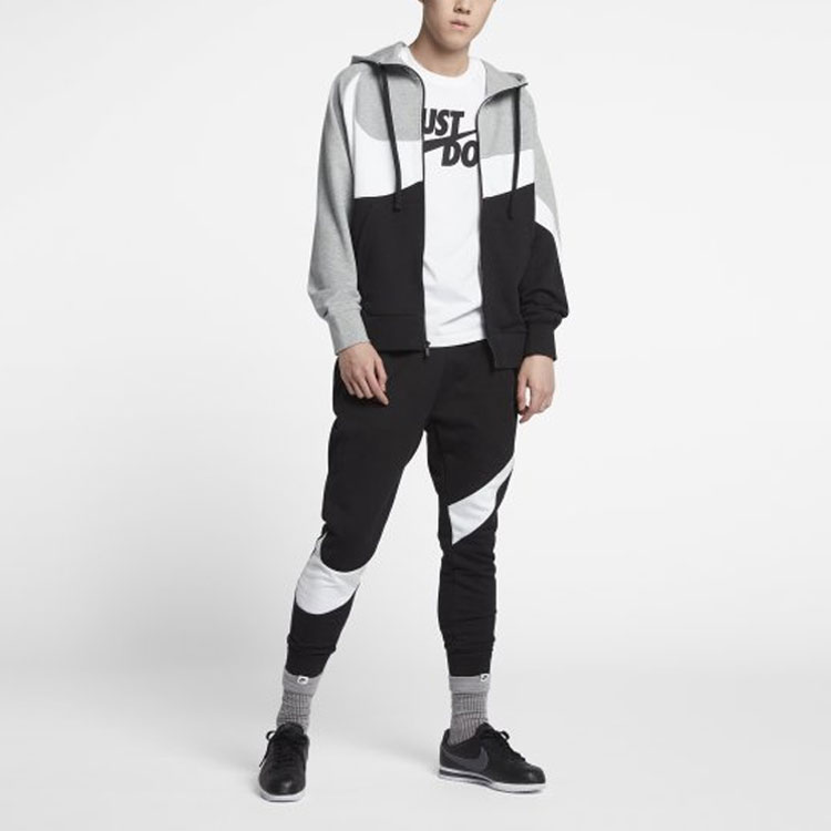 Shop Nike AS M NSW Hoodie Logo Besar Kelabu/Putih Jaket Sweatshirt Knitted Vintage AR3085-063