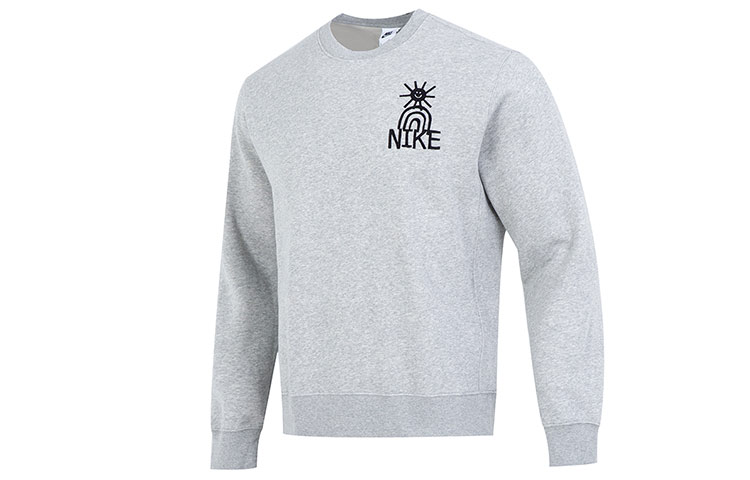 Nike AS NSW Club BB Logo Print Crewneck Fleece Sweatshirt Grey - Casualwear DQ4073-063