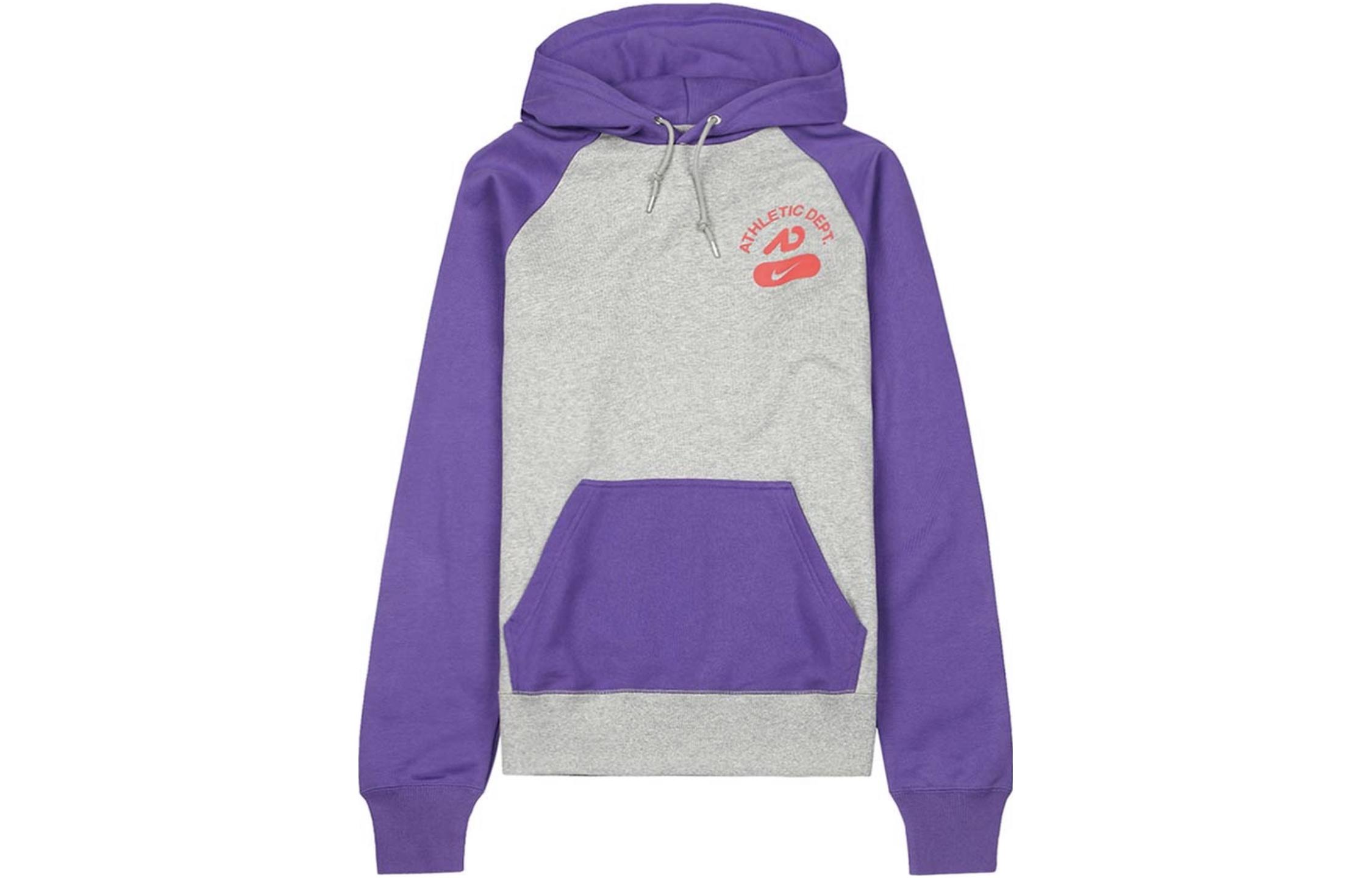 Nike Athletic Logo Colorblock Pullover Sweatshirt Unisex Grey Purple 403978-066