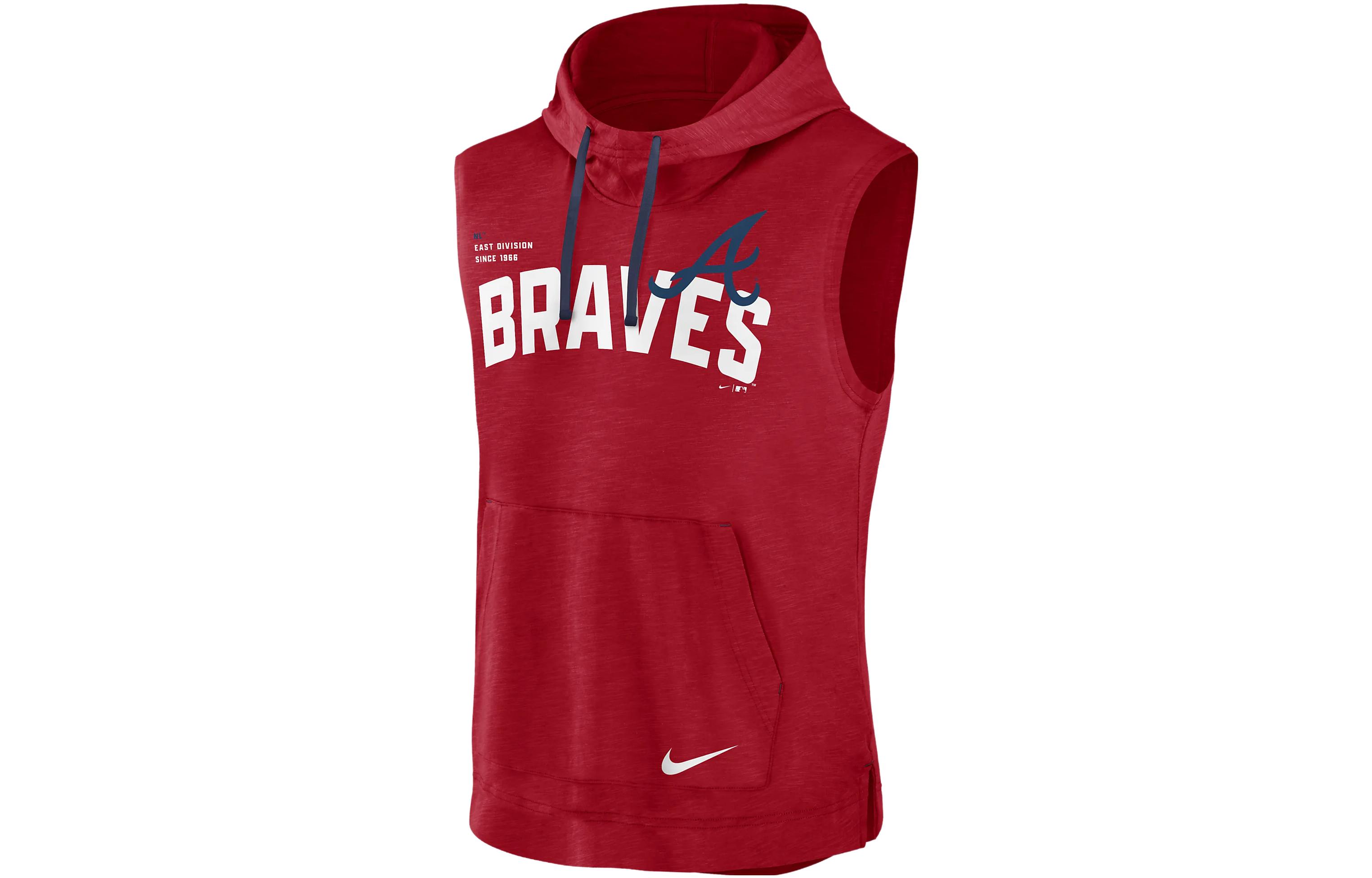 Nike Athletic MLB AtlAnta Braves Logo Red Hoodie Comfort Drawstring Pullover 00BW11B8AW-7ZX