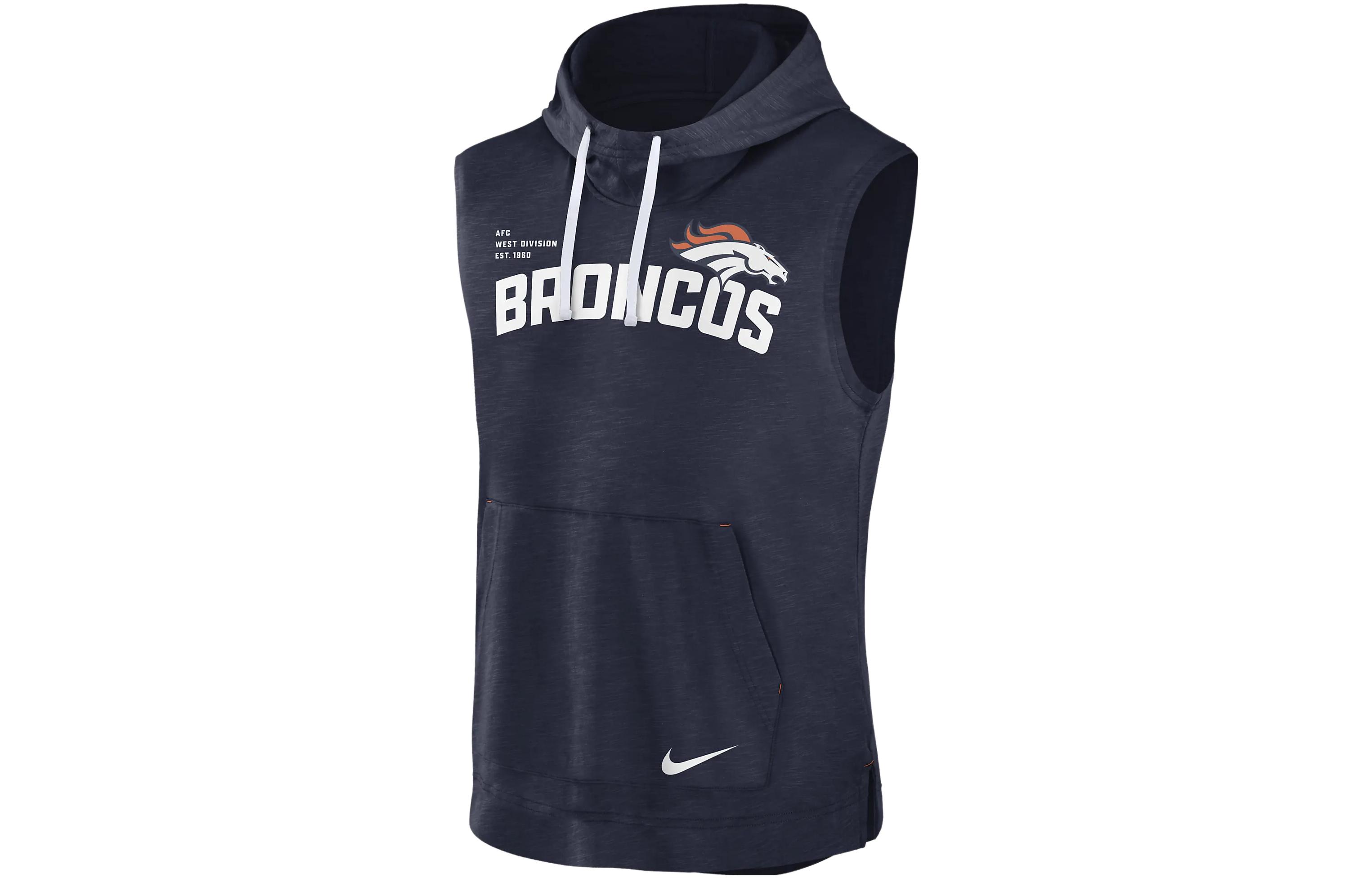 Nike Athletic NFL Denver Broncos Logo Printed Hoodie Navy Pullover 00BW10DN8W-06Q