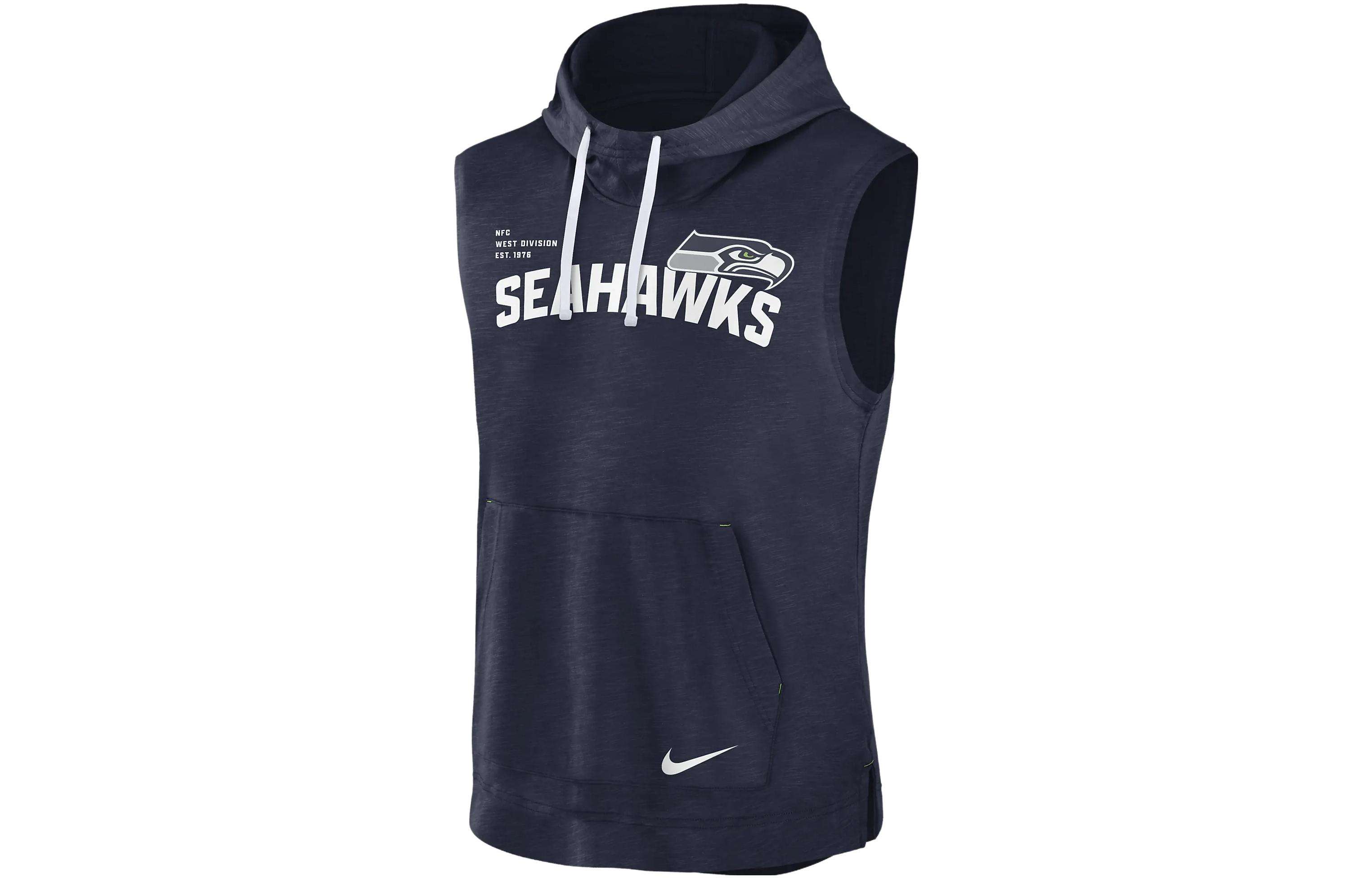 Nike Athletic NFL Seattle Seahawks Logo Navy Graphic Hoodie for Men 00BW10DV78-06Q