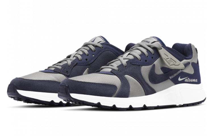 Lookbook 耐吉 Atsuma 時尚休閒圓頭繫帶 低幫 跑步鞋 男款 藍灰