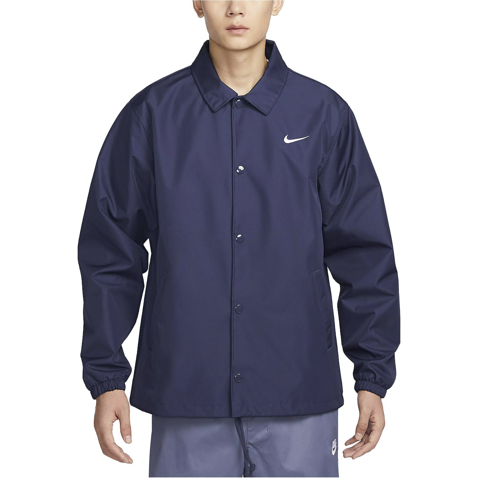 Shop Nike Authentics Solid Lined Coach Jacket Navy Biru Tua FD7844-410