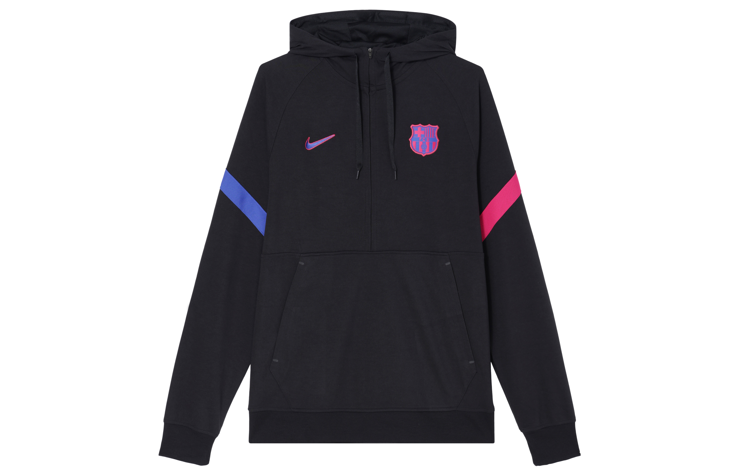Nike Barcelona Half-Zip Quick-Dry Pullover Hoodie Men’s Black Logo Print DB7814-014